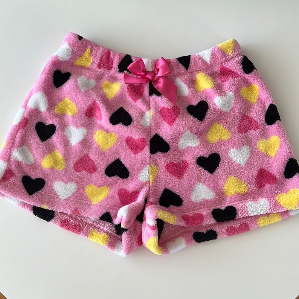 Komar Kids Girls Plush Pink Hearts Shorts Sz M 10/12